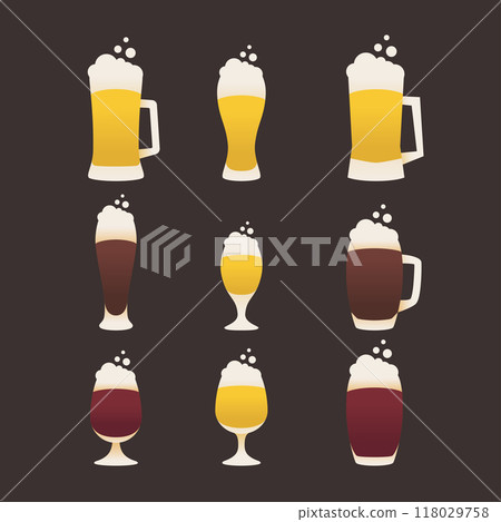 a beer glasses modern design in set 118029758