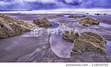 Beach of Los Quebrantos, San Juan de la Arena, Spain Beach of Los Quebrantos, San Juan de la Arena, Spain 118029782