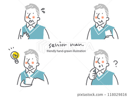 高級男性臉部表情集-簡單時尚的人物插畫 118029816