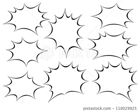 Explosion speech bubble variation set (black line white paint) 118029925