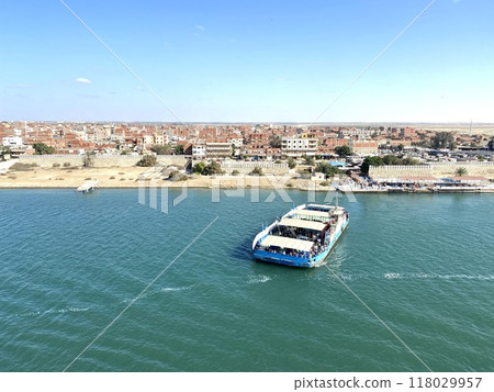 Nile River and ships 118029957