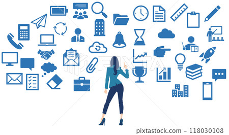 思考商業策略的女商人的插圖 思考商業策略的女商人的插圖 118030108