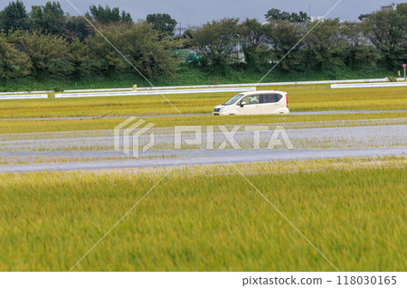 A car submerged in floodwaters caused by heavy rain A car submerged in floodwaters caused by heavy rain 118030165