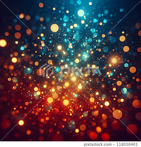 Bright lights in blue and orange hues create an abstract glowing effect. Holiday background. 118030401