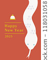 New Year's card for the year of the snake on a red background 118031058