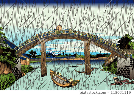 Under the Fukagawa Mannen Bridge in the rain Under the Fukagawa Mannen Bridge in the rain 118031119