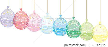 水氣球_柔和的顏色_充滿水_8種顏色_排成一行_左上角 118032494