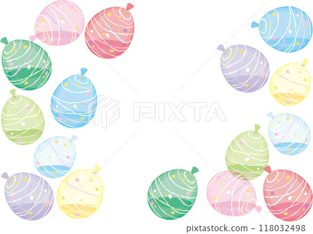 Water balloons_pastel colors_filled with water_lots at the bottom 118032498