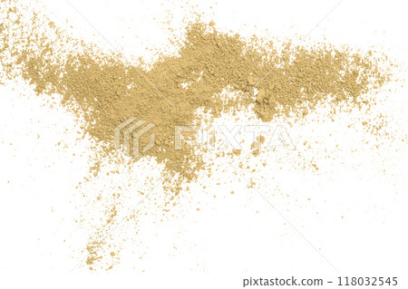 Light brown powder isolated on white background. 118032545