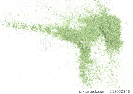 Green powder isolated on white background 118032546