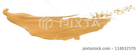 Shiny orange liquid from separate brush strokes on white background. 118032570