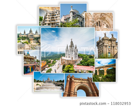 Collage of sights of Barcelona 118032953