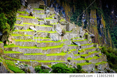 Amazing scenery of majestic ancient stone Machupicchu temple 118032983