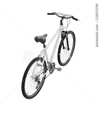 White bicycle, top back view isolated on white background, 3D illustration White bicycle, top back view isolated on white background, 3D illustration 118033398