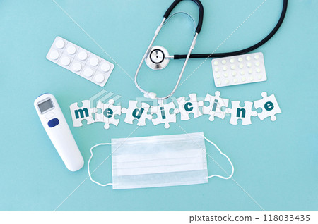 Medical equipment and puzzle pieces 118033435