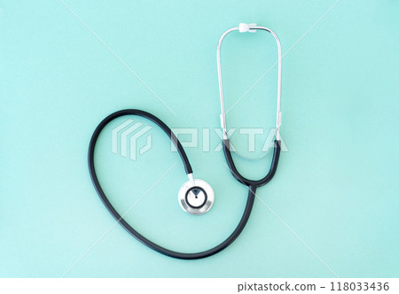 Phonendoscope on blue background Phonendoscope on blue background 118033436