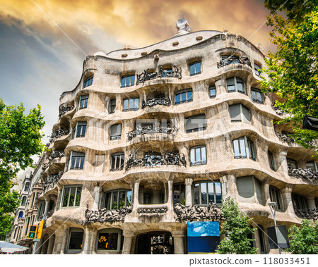 beautiful la pedrera building in Barcelona beautiful la pedrera building in Barcelona 118033451