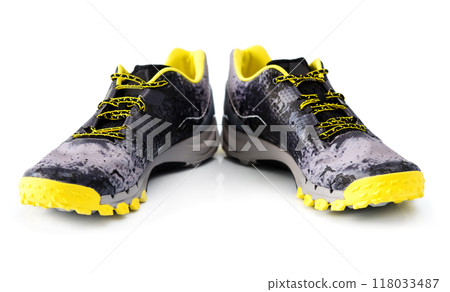 Pair of male sport sneakers on white background Pair of male sport sneakers on white background 118033487