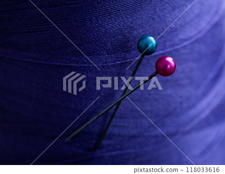 Close up view of sewing pins 118033616