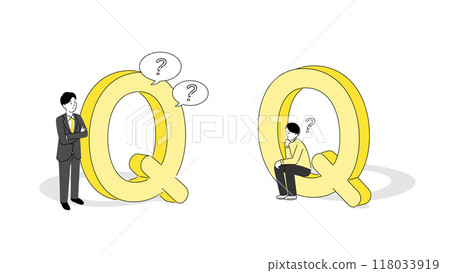 3d question mark and man illustration, isometric, vector 118033919