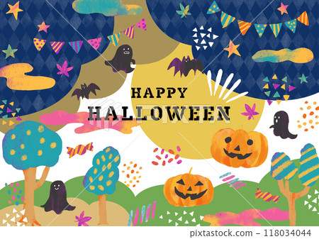 Halloween hand-drawn vector illustration (horizontal) 118034044
