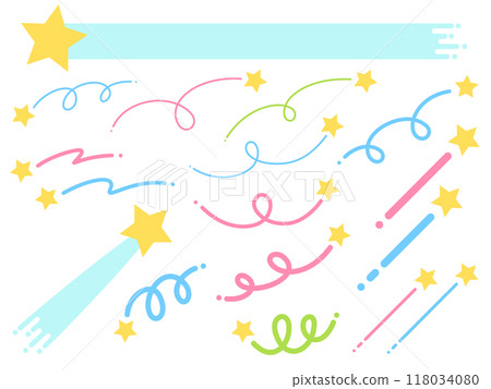 Pop line shooting star illustration set 118034080
