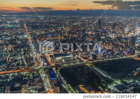 [夜景/夜景]大阪街景/通天閣[阿倍野Harukas 300展望台] 118034147