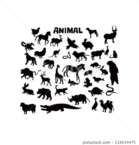 animal silhouette set animal silhouette set 118034475