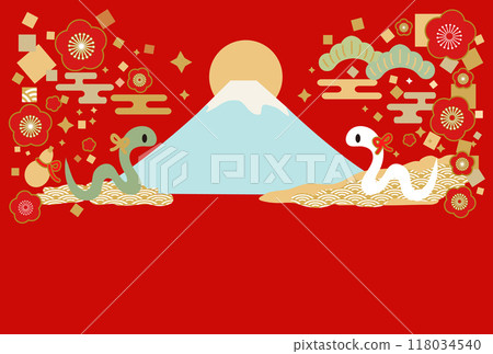 New Year's card template with snake illustration 118034540