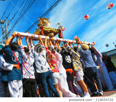 Scenes from the mikoshi and festival at the Urayasu Sanja Festival in June 2024 118034720