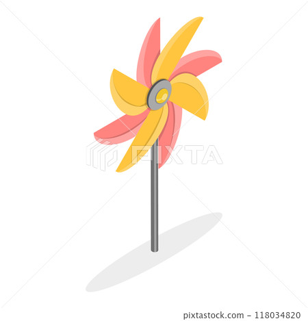 3D Isometric Flat Set of Pinwheels. Item 2 3D Isometric Flat Set of Pinwheels. Item 2 118034820