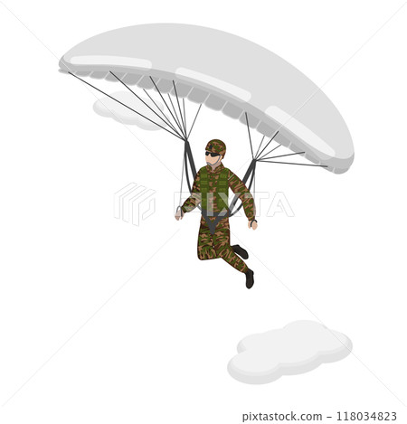 3D Isometric Flat  Illustration of Paratroopers. Item 2 118034823