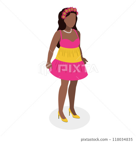 3D Isometric Flat Set of Summertime Dresses. Item 2 3D Isometric Flat Set of Summertime Dresses. Item 2 118034835