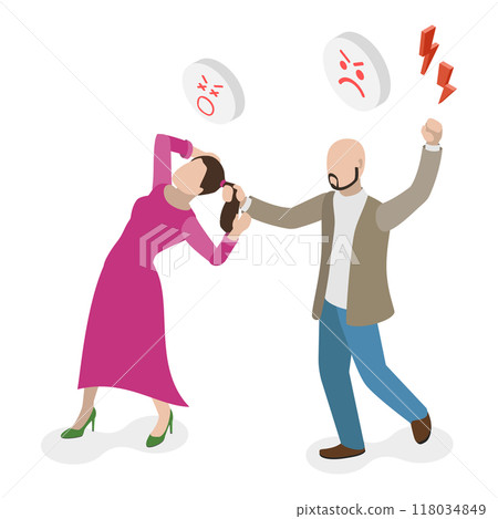 3D Isometric Flat  Illustration of Domestic Violence. Item 3 118034849