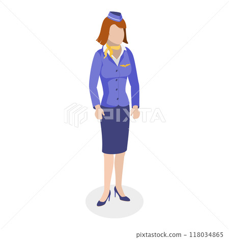 3D Isometric Flat  Set of Airport Staff. Item 9 118034865