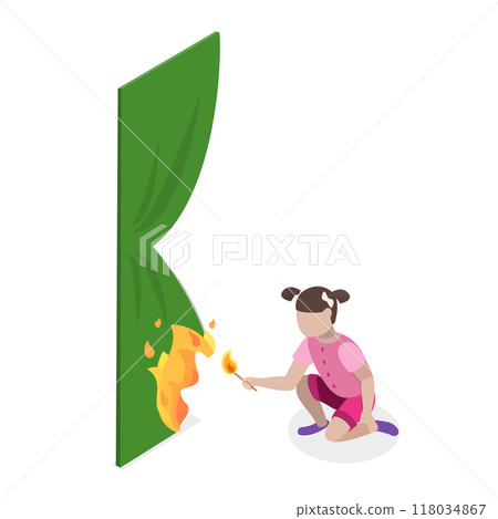 3D Isometric Flat Set of Kids In Danger Situations. Item 6 3D Isometric Flat Set of Kids In Danger Situations. Item 6 118034867