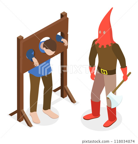 3D Isometric Flat  Set of Medieval People. Item 1 118034874