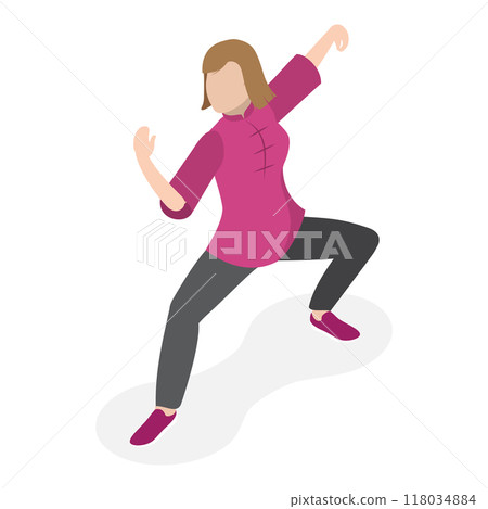 3D Isometric Flat  Set of Tai Chi. Item 4 118034884