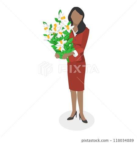 3D Isometric Flat  Set of Bouquets. Item 3 118034889