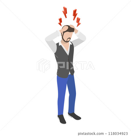 3D Isometric Flat  Illustration of PTSD Effects. Item 3 118034923