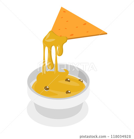 3D Isometric Flat  Set of Nachos. Item 2 118034928