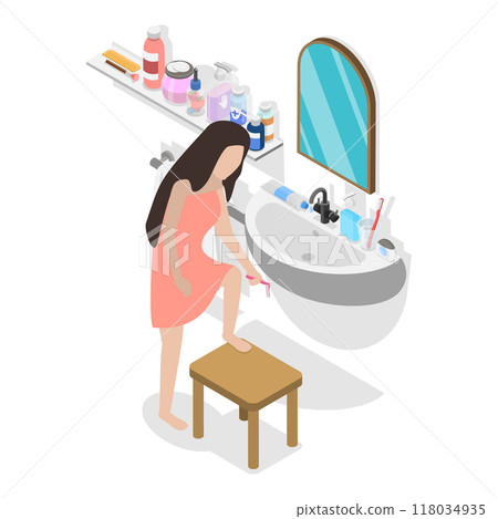 3D Isometric Flat Illustration of Home Skin Care Procedures. Item 2 3D Isometric Flat Illustration of Home Skin Care Procedures. Item 2 118034935