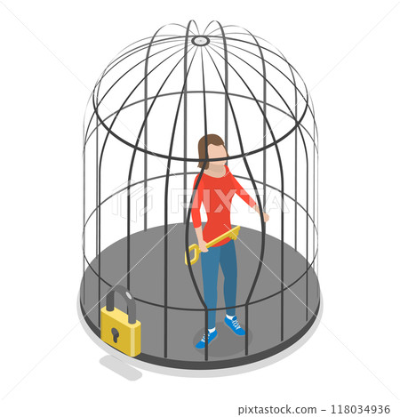 3D Isometric Flat Illustration of Mind Prison. Item 2 3D Isometric Flat Illustration of Mind Prison. Item 2 118034936