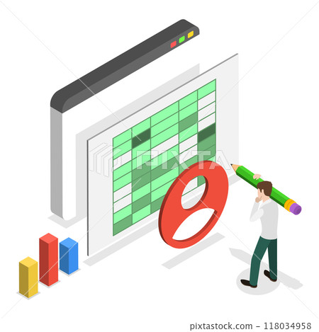 3D Isometric Flat  Illustration of Business Analisys and Planning. Item 3 118034958