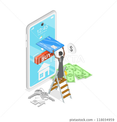 3D Isometric Flat  Illustration of Real Estate Investment. Item 2 118034959