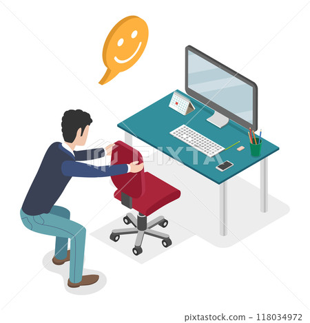 3D Isometric Flat  Illustration of Exercise At Work. Item 3 118034972