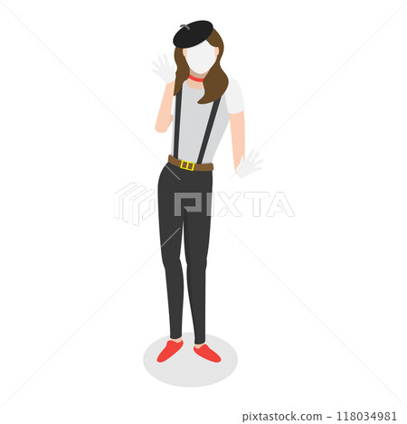 3D Isometric Flat Set of Mime Actors. Item 2 3D Isometric Flat Set of Mime Actors. Item 2 118034981