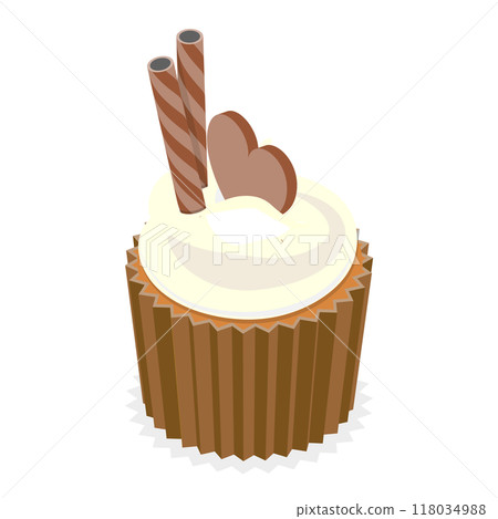 3D Isometric Flat Set of Sweet Cupcakes. Item 2 3D Isometric Flat Set of Sweet Cupcakes. Item 2 118034988