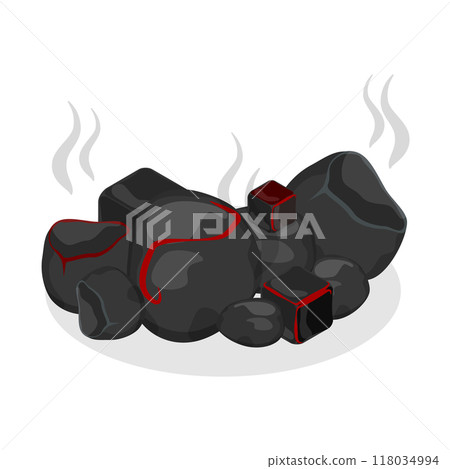 3D Isometric Flat  Set of Burning Charcoals. Item 1 118034994