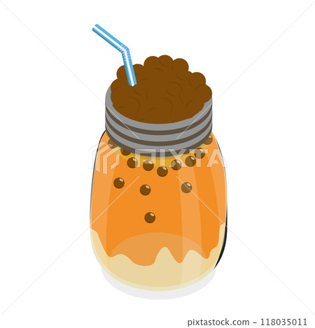 3D Isometric Flat  Set of Bubble Tea. Item 1 118035011